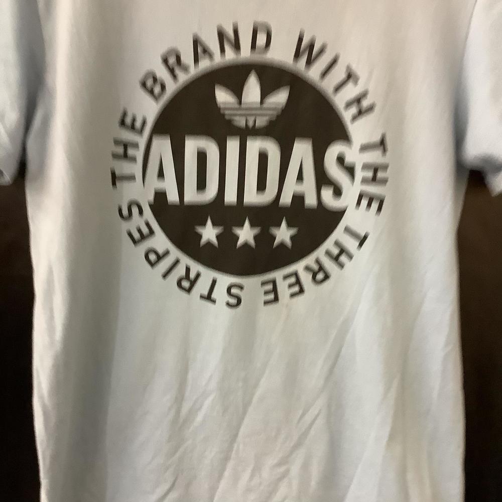Adidas Crew Neck T Shirt - Size S - Blue & Black - Cotton - Trefoil - P2P 18” - Picture 6 of 8